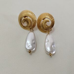 Aretes caracol + perla abs